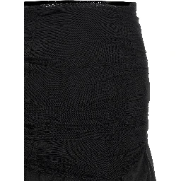 Black Polyester Midi Skirt