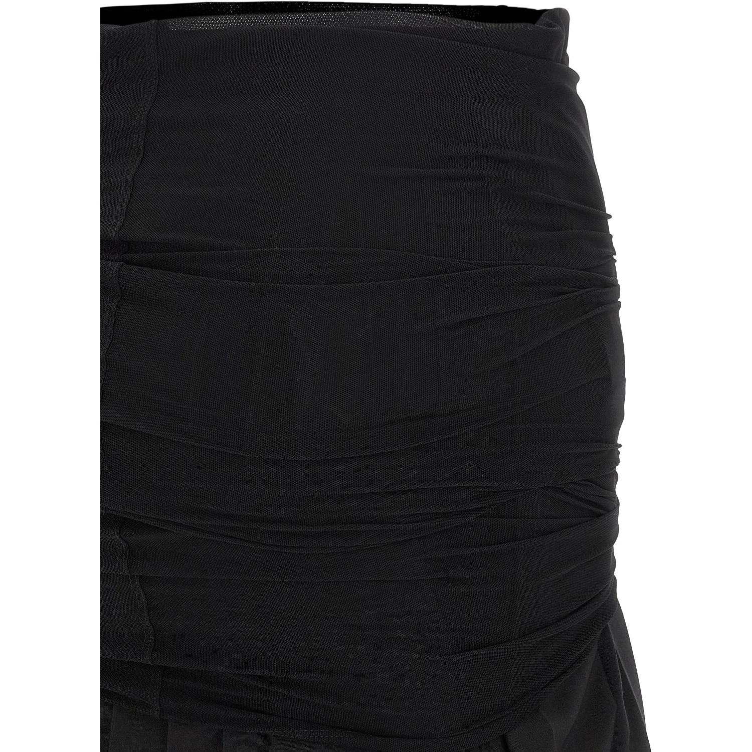 Black Polyester Midi Skirt