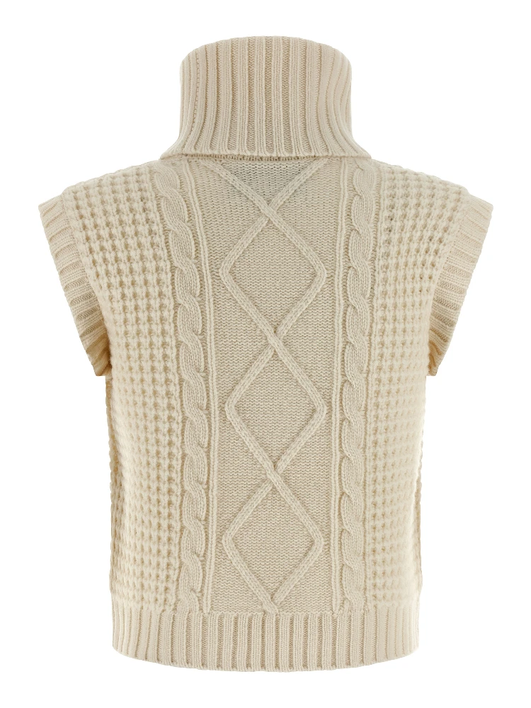 White Merino Wool Sleeveless Jacket alternative