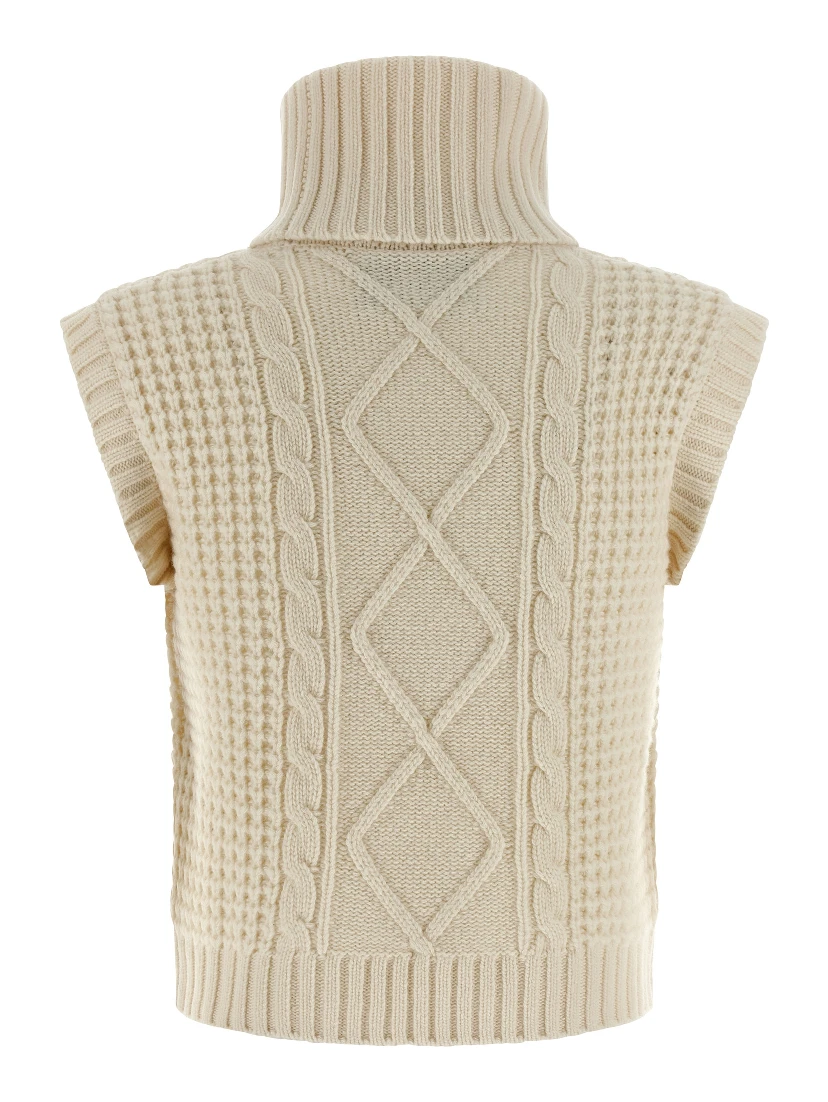 White Merino Wool Sleeveless Jacket