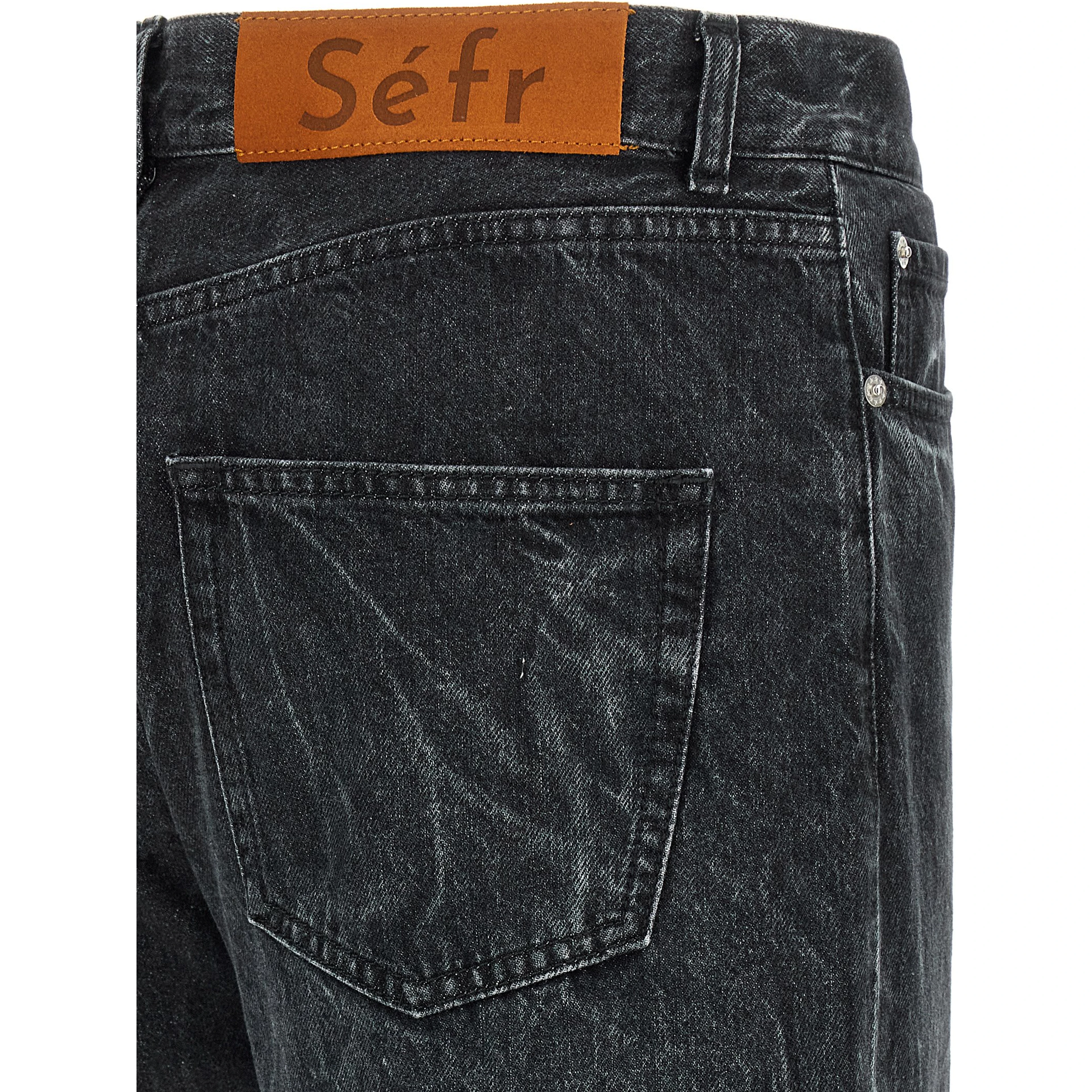 Black Cotton Straight-Leg Jeans