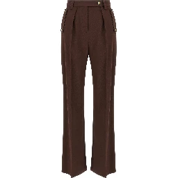 Brown Polyester Casual Pants