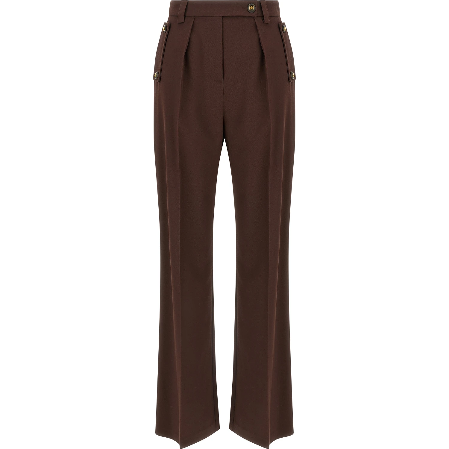 Brown Polyester Casual Pants