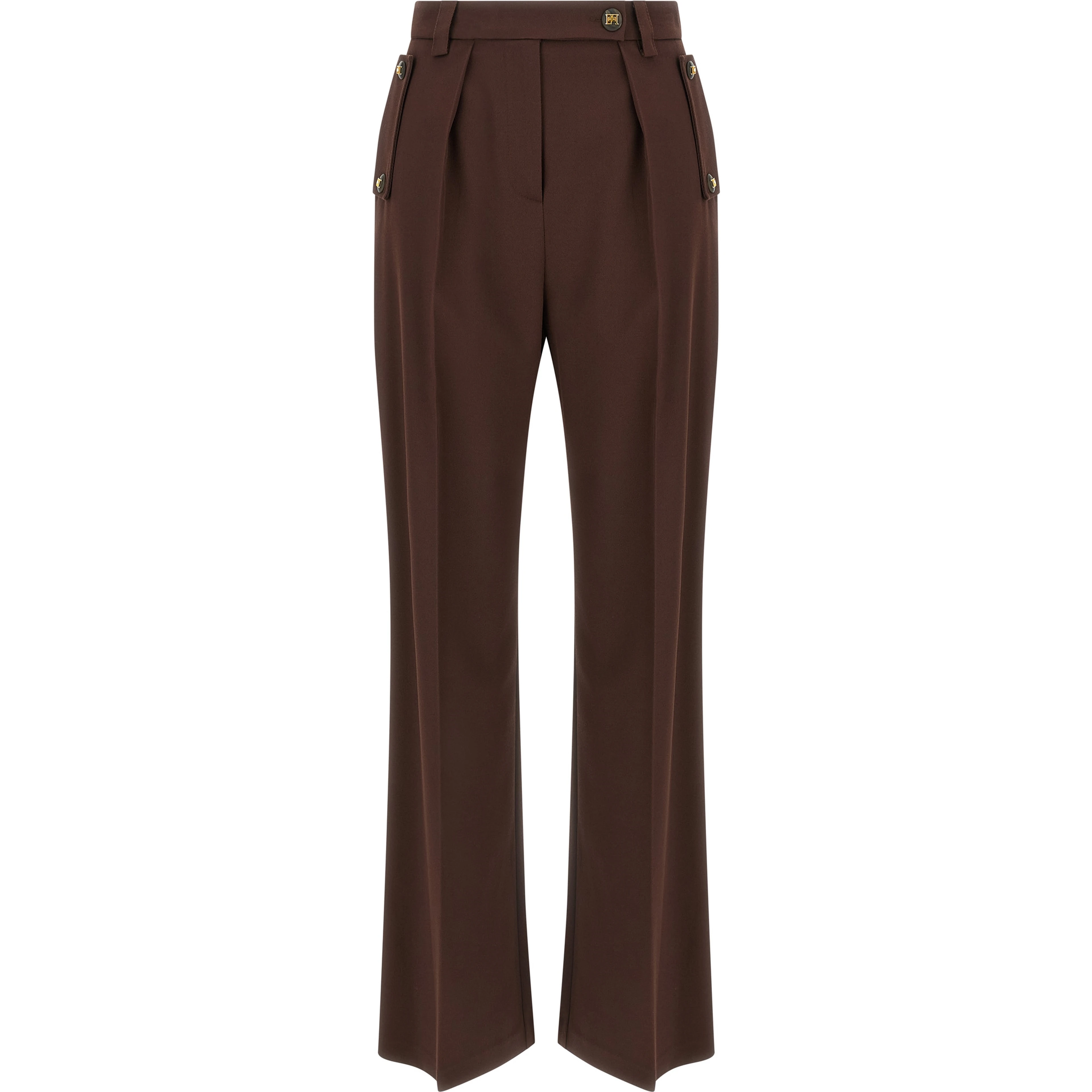 Brown Polyester Casual Pants