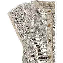 Beige Virgin Wool Sleeveless Jacket