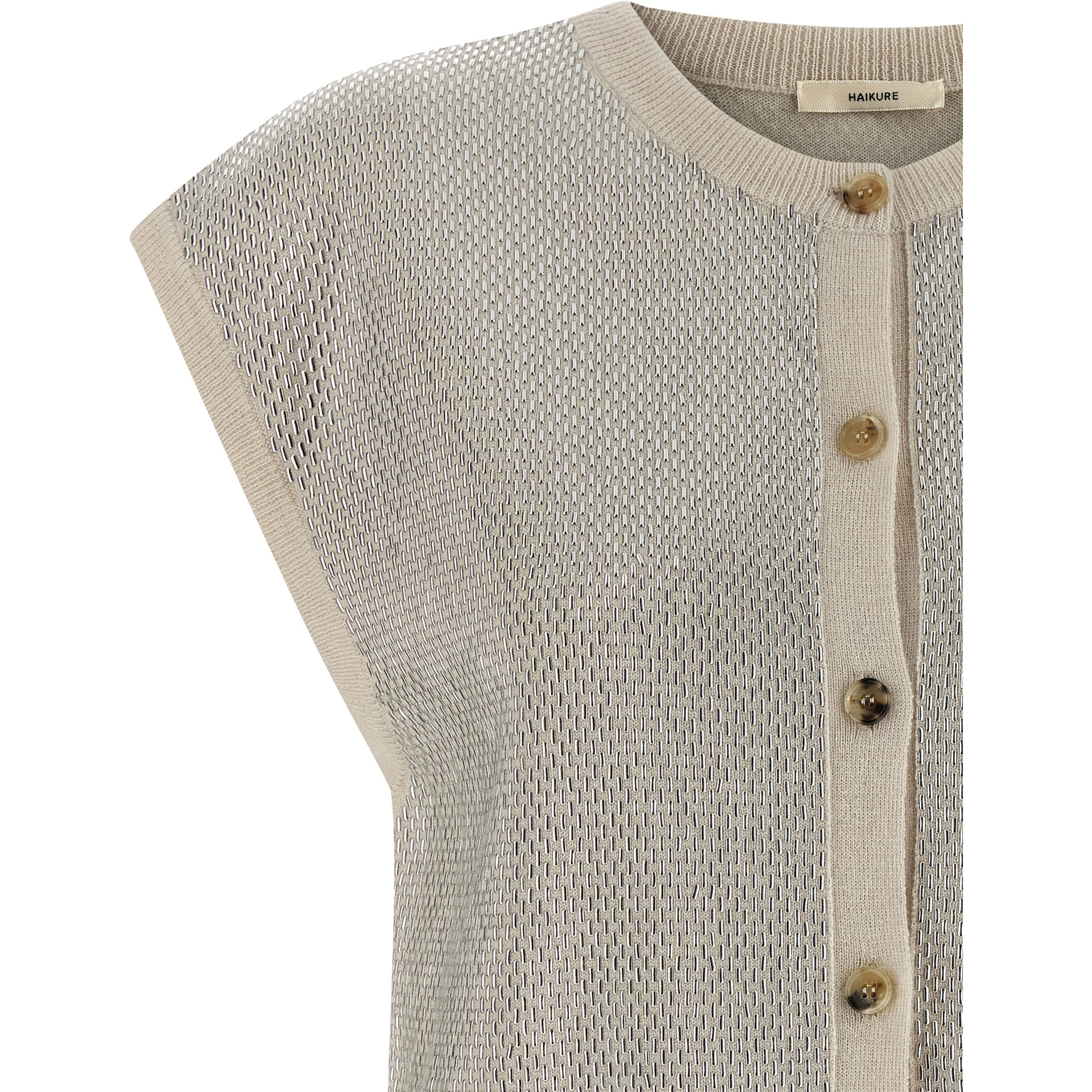 Beige Virgin Wool Sleeveless Jacket