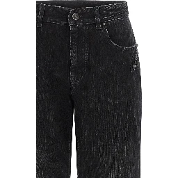 Black Cotton Straight-Leg Jeans