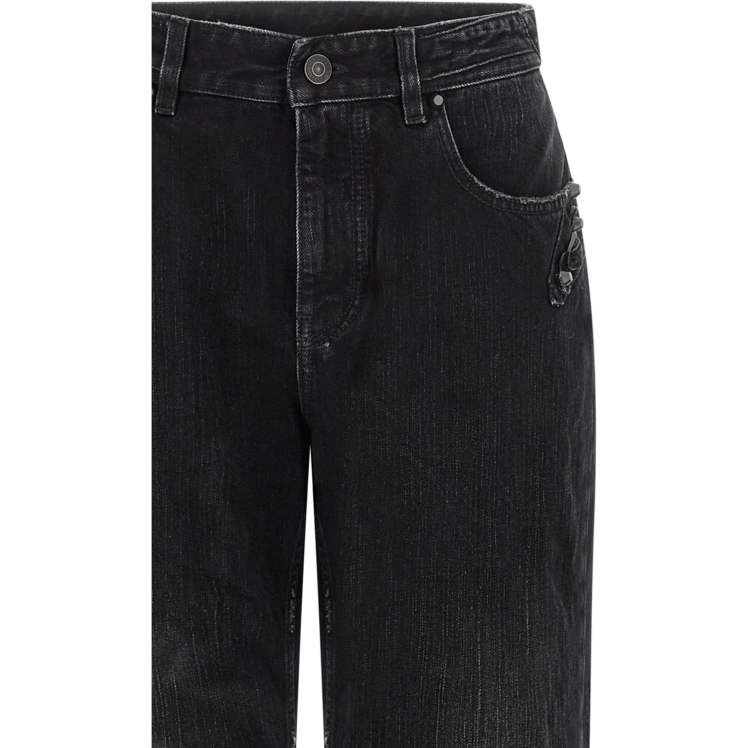 Black Cotton Straight-Leg Jeans