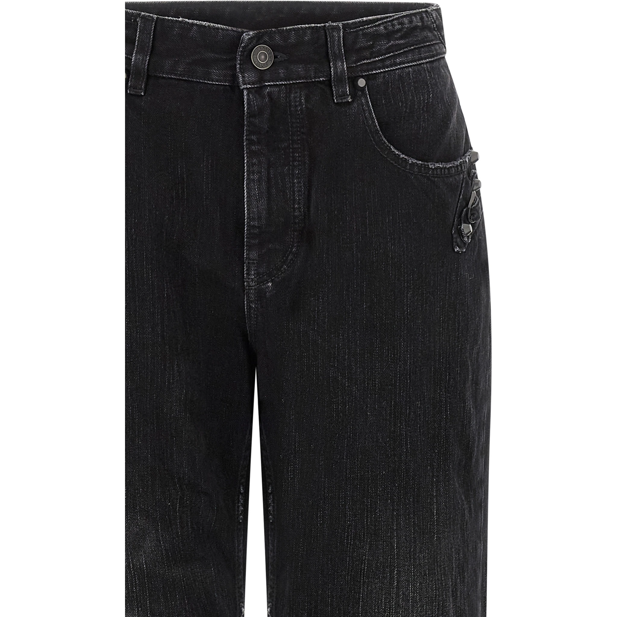 Black Cotton Straight-Leg Jeans