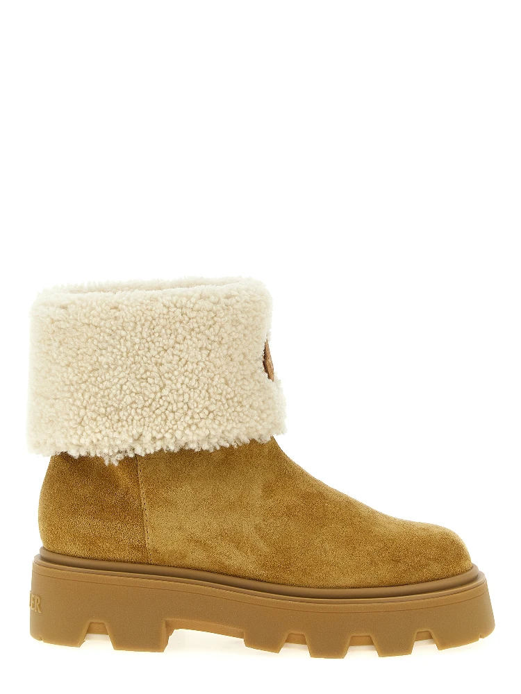 Beige Calfskin Ankle Boots