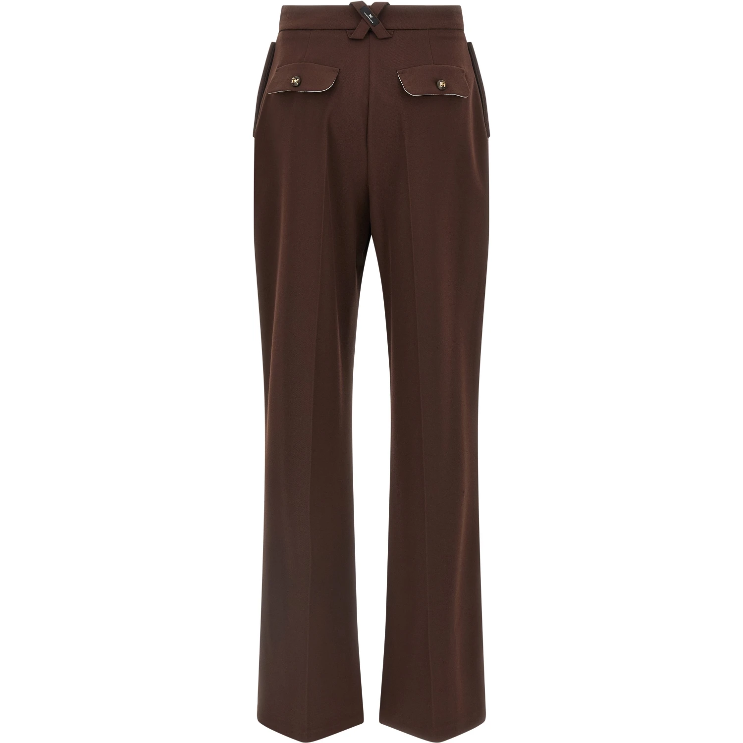 Brown Polyester Casual Pants