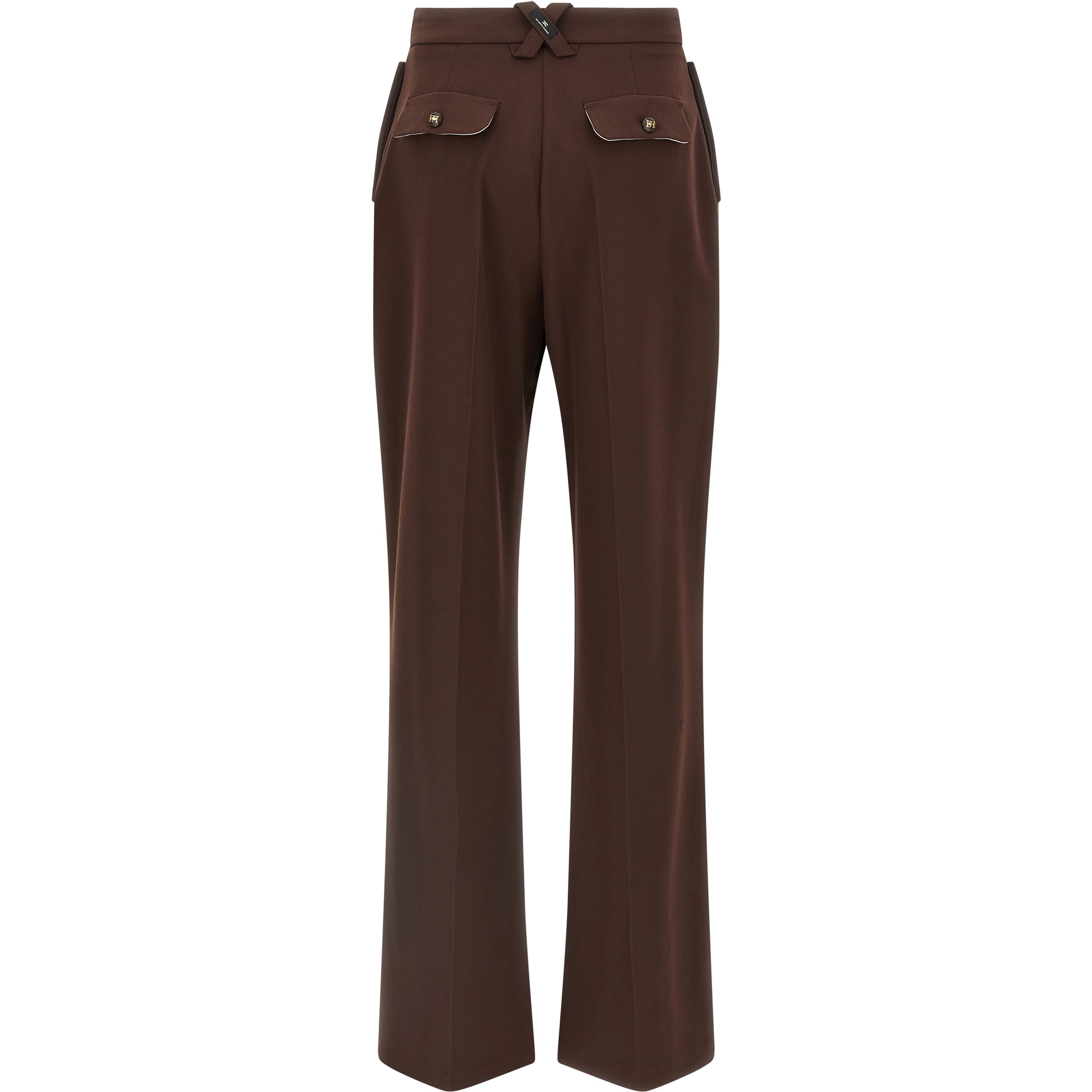 Brown Polyester Casual Pants