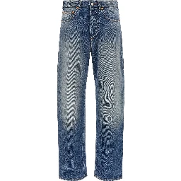Blue Cotton Straight-Leg Jeans