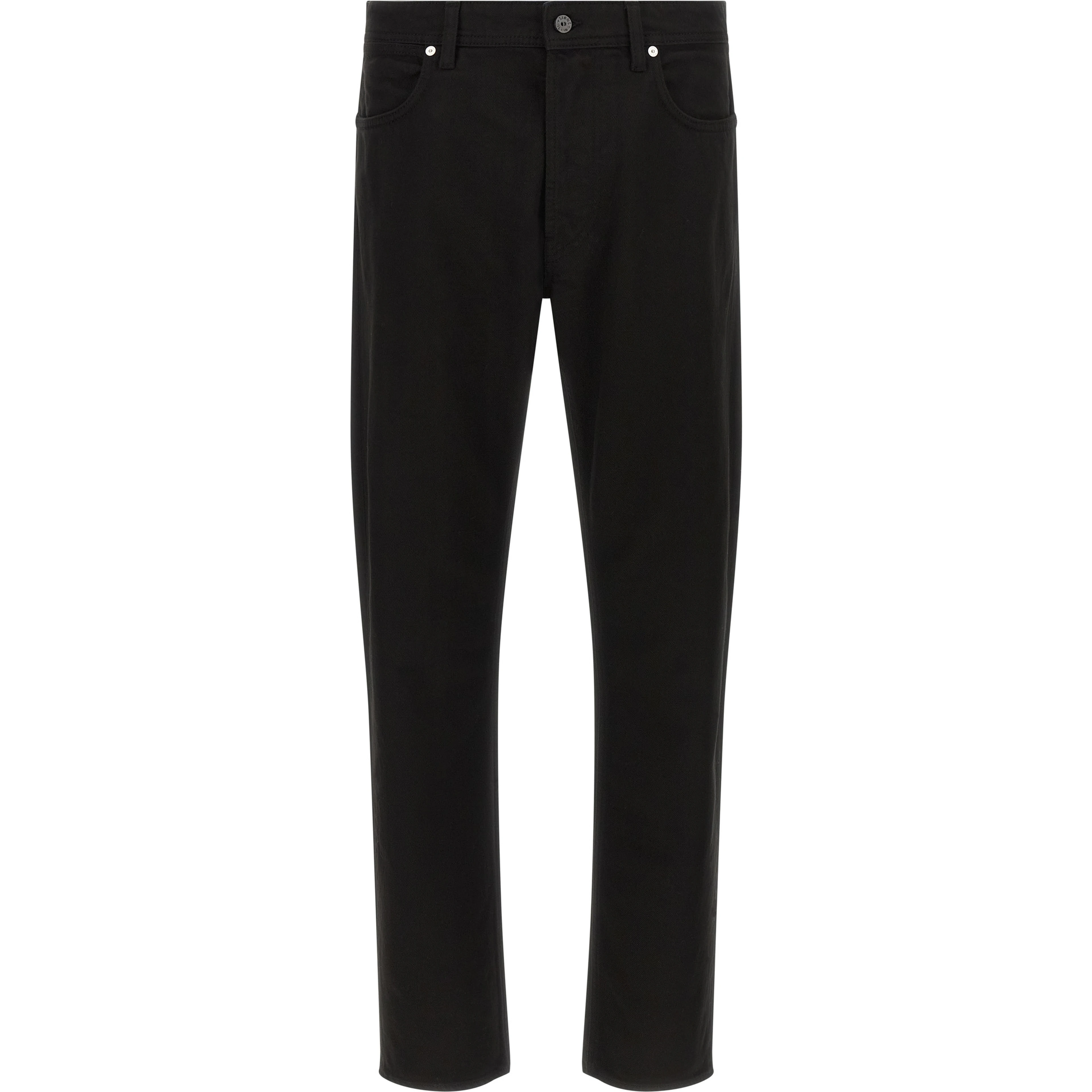 Black Cotton Straight-Leg Jeans