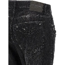 Black Cotton Straight-Leg Jeans