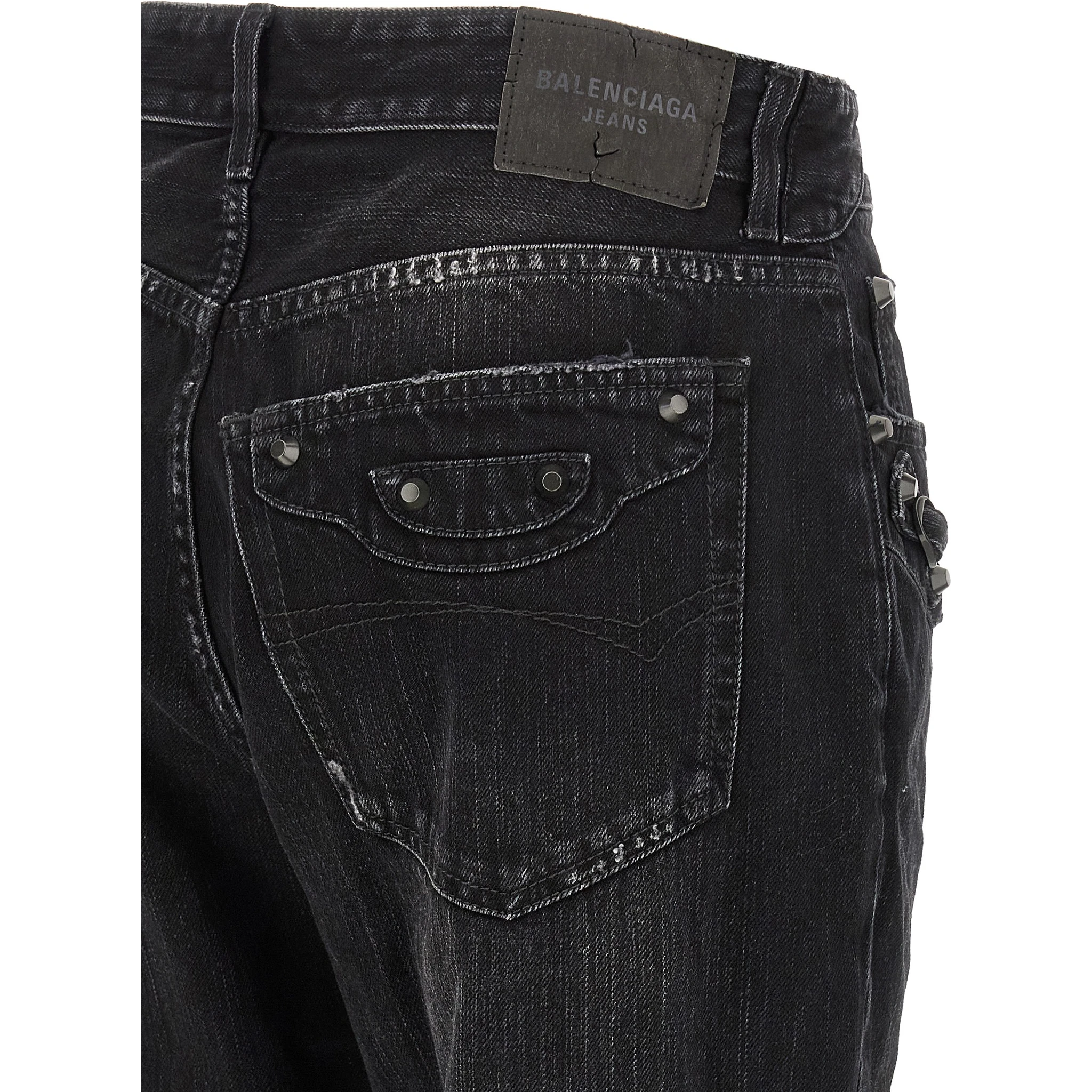 Black Cotton Straight-Leg Jeans