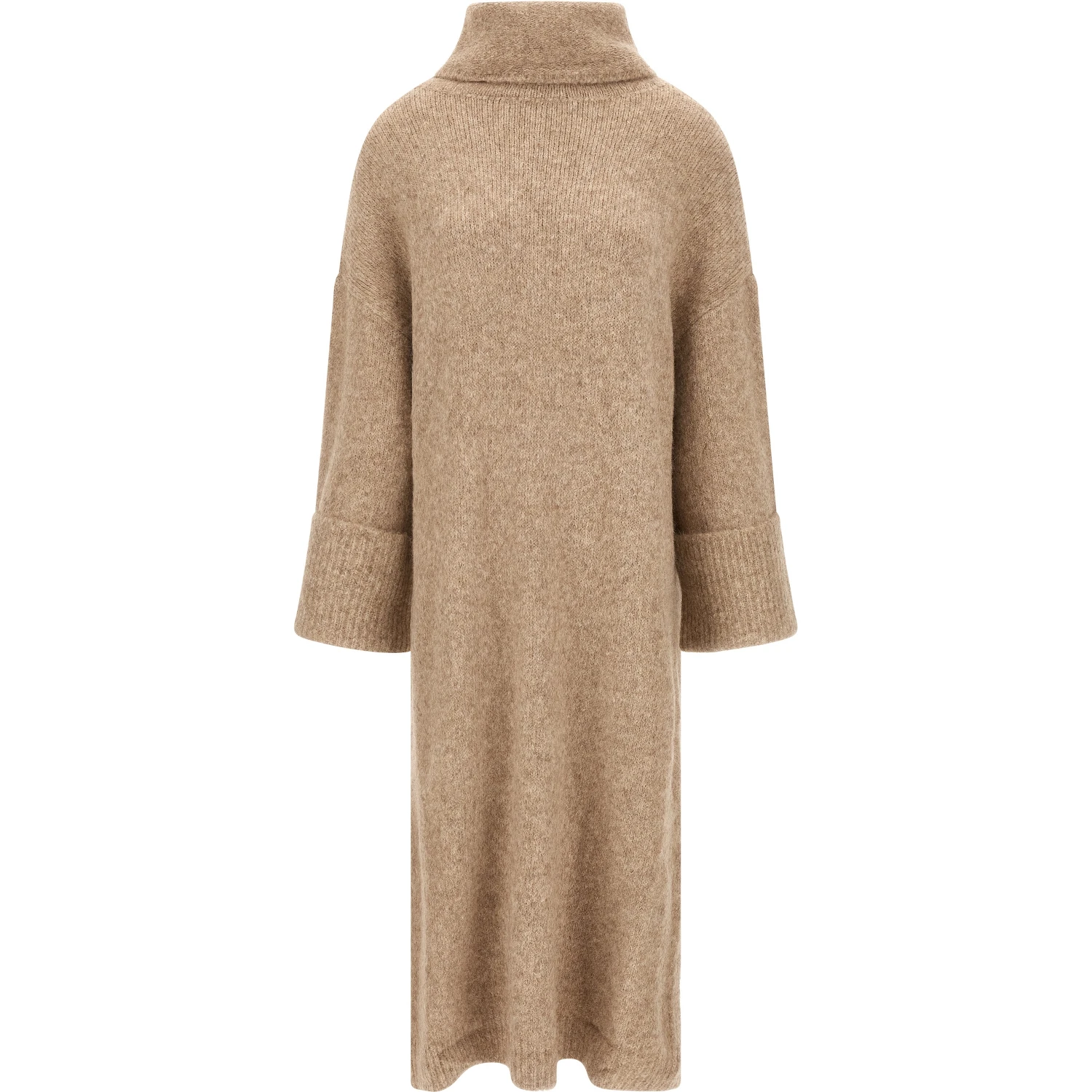 Beige Alpaca Leather Midi Dress