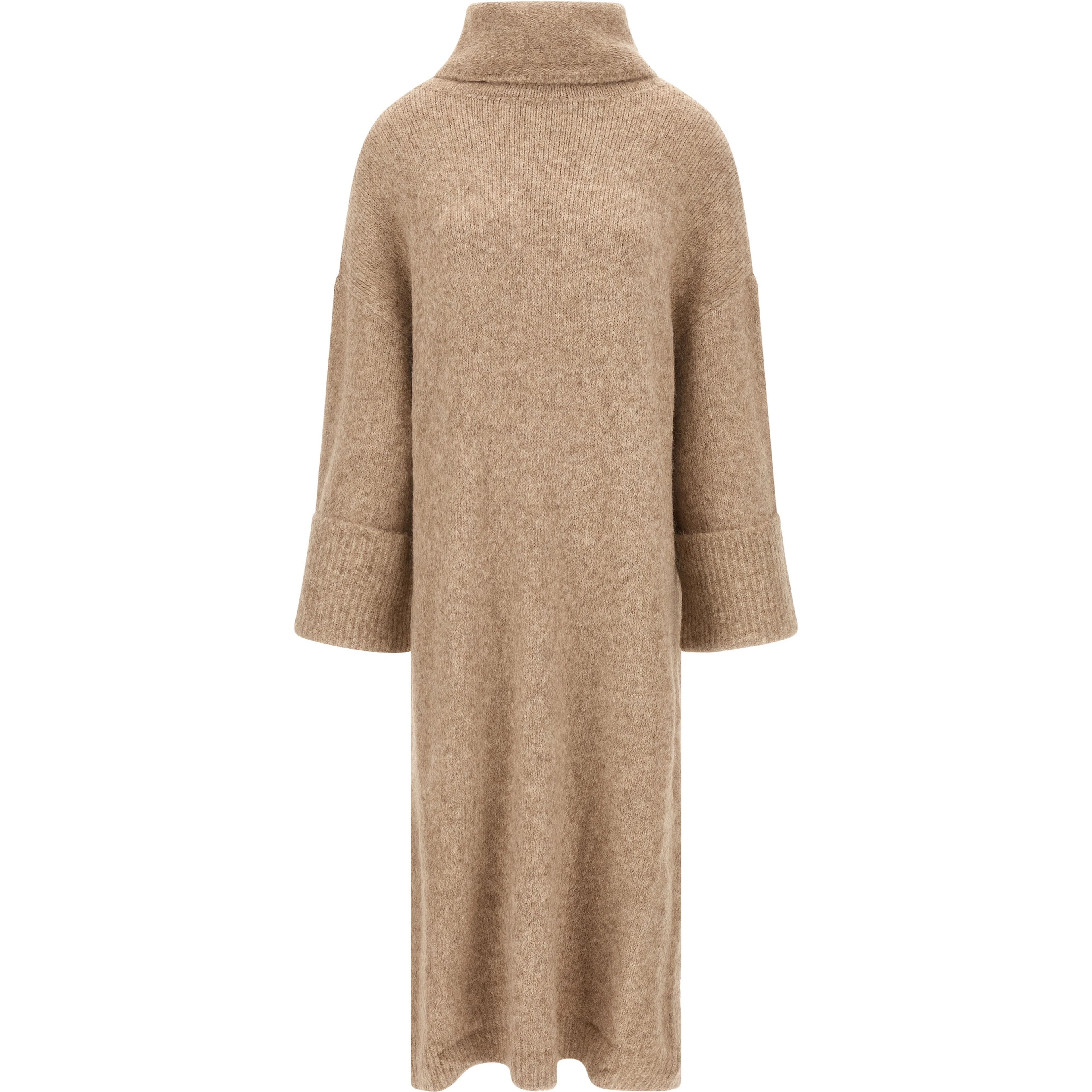 Beige Alpaca Leather Midi Dress