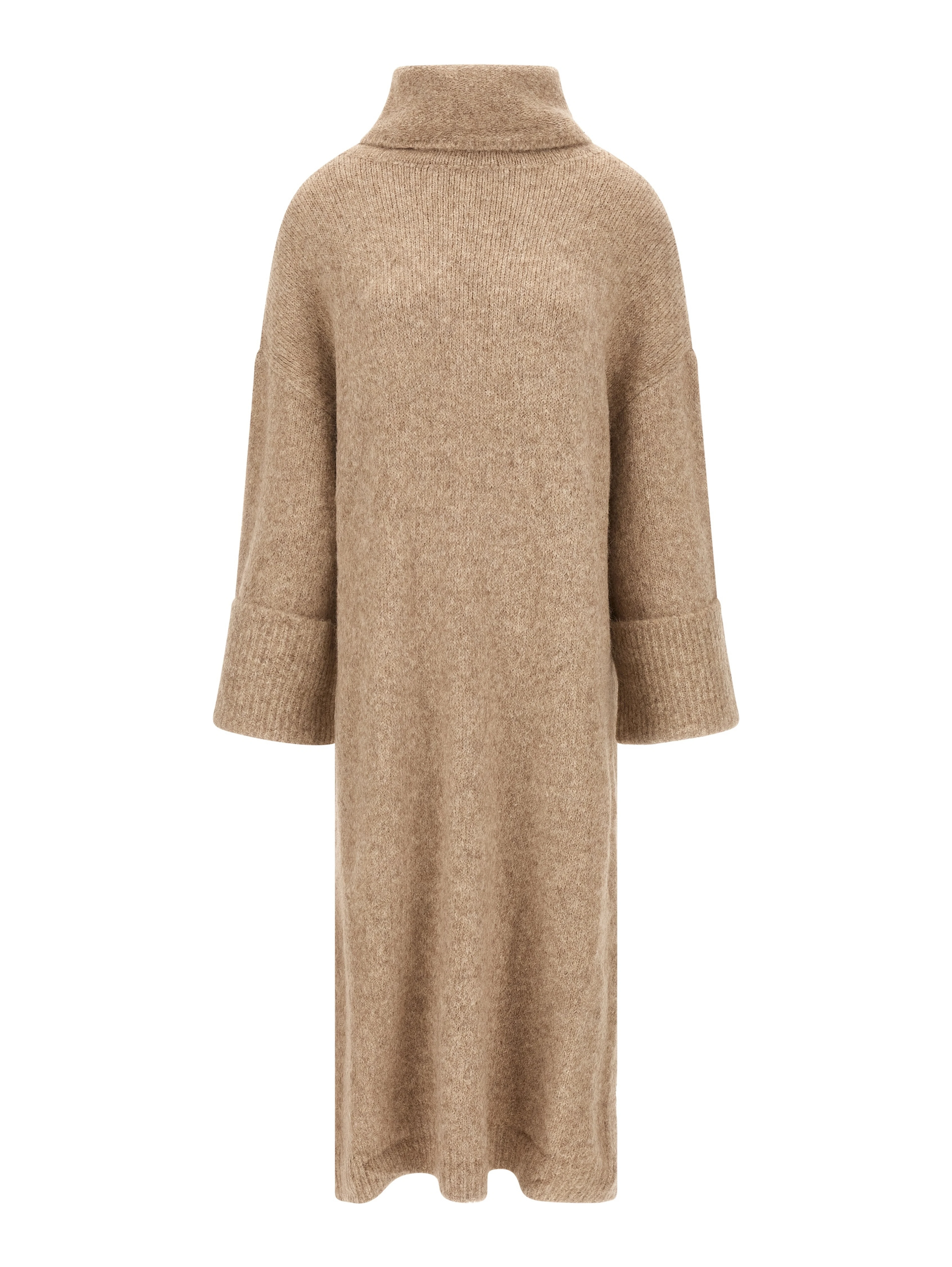 Beige Alpaca Leather Midi Dress