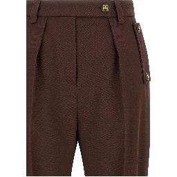 Brown Polyester Casual Pants