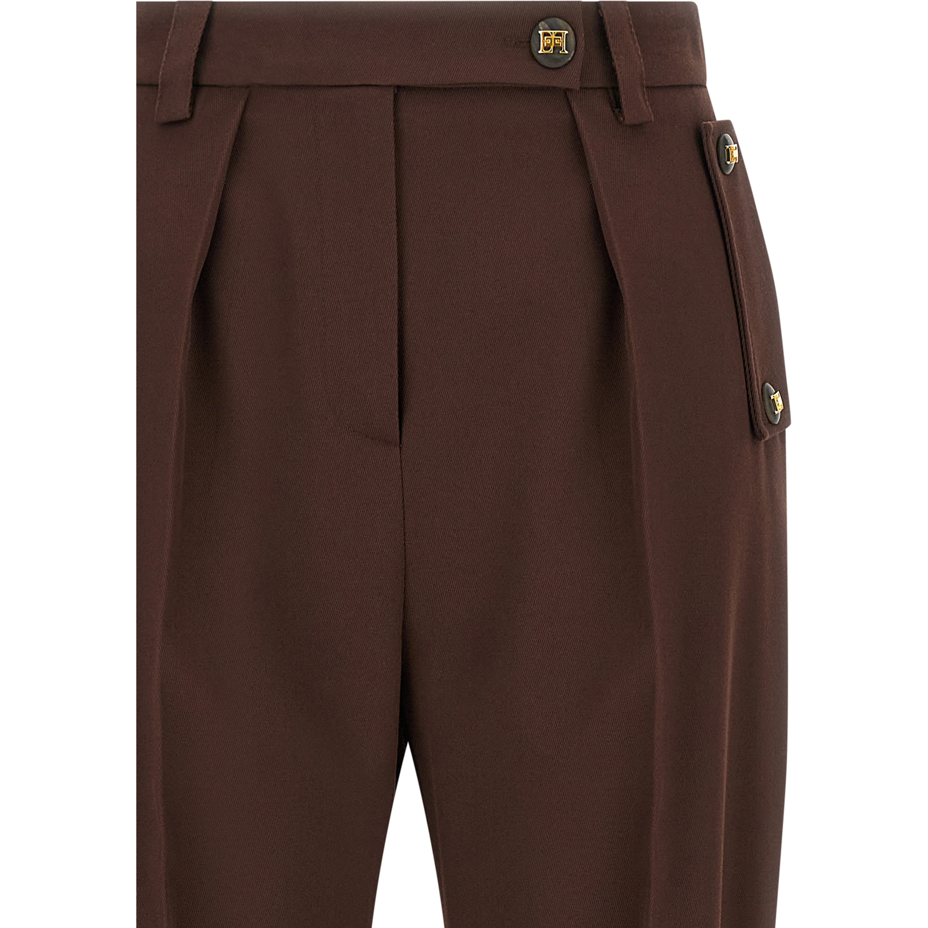 Brown Polyester Casual Pants