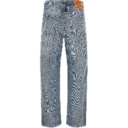 Blue Cotton Straight-Leg Jeans