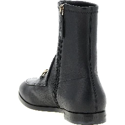 Black Lamb Leather Ankle Boots
