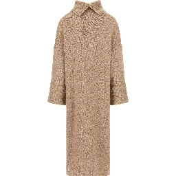 Beige Alpaca Leather Midi Dress