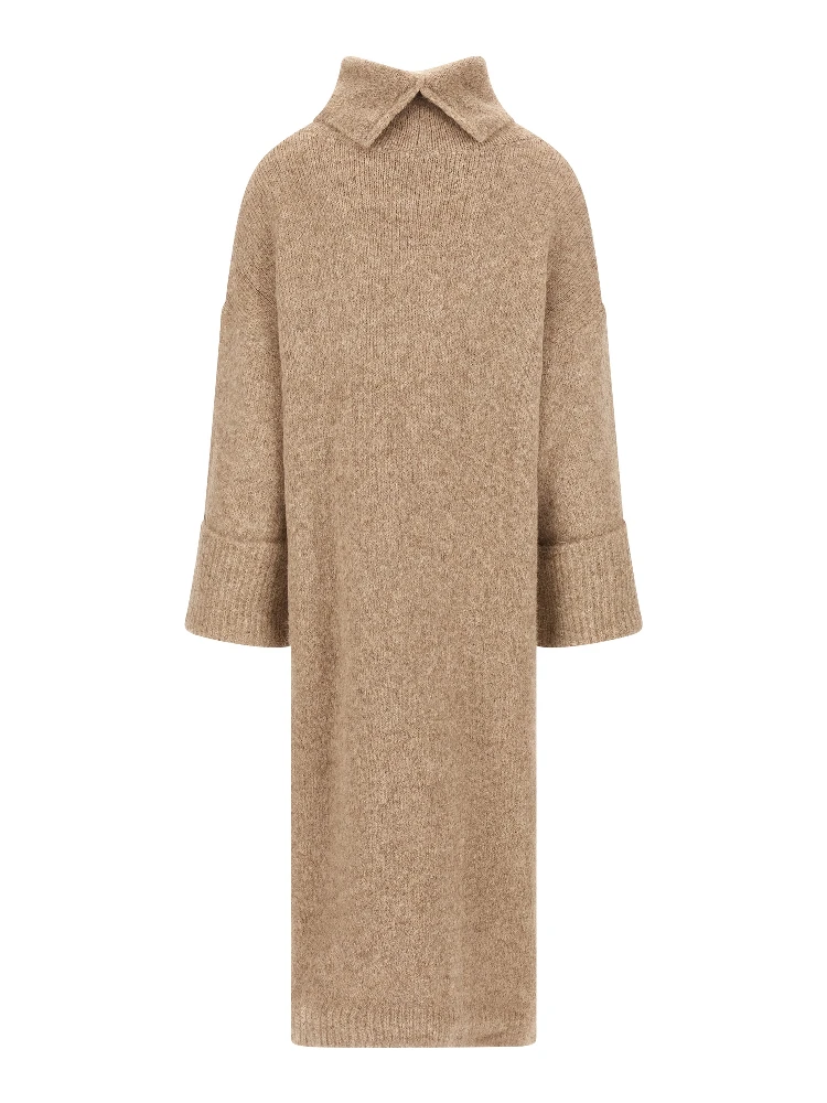 Beige Alpaca Leather Midi Dress alternative