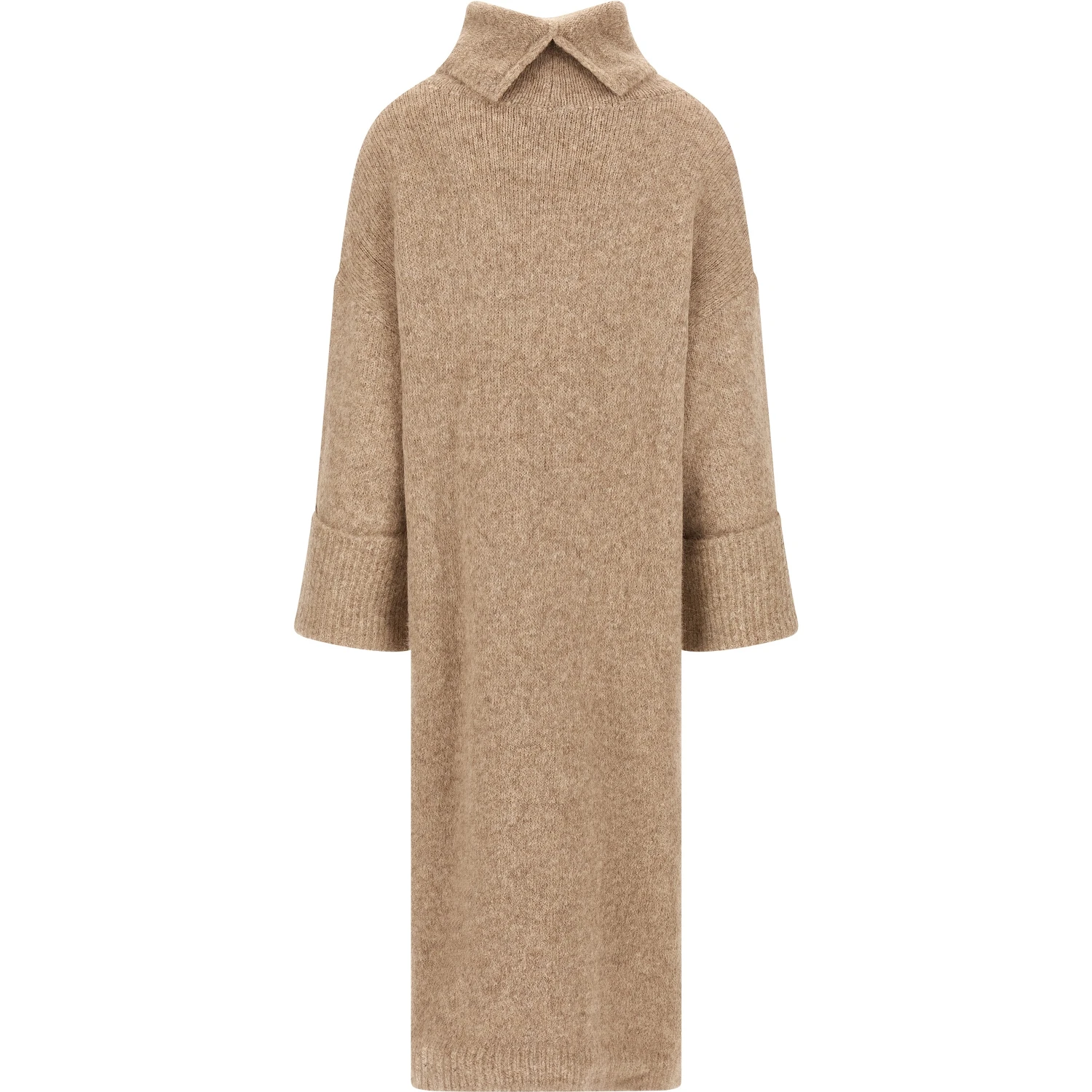 Beige Alpaca Leather Midi Dress
