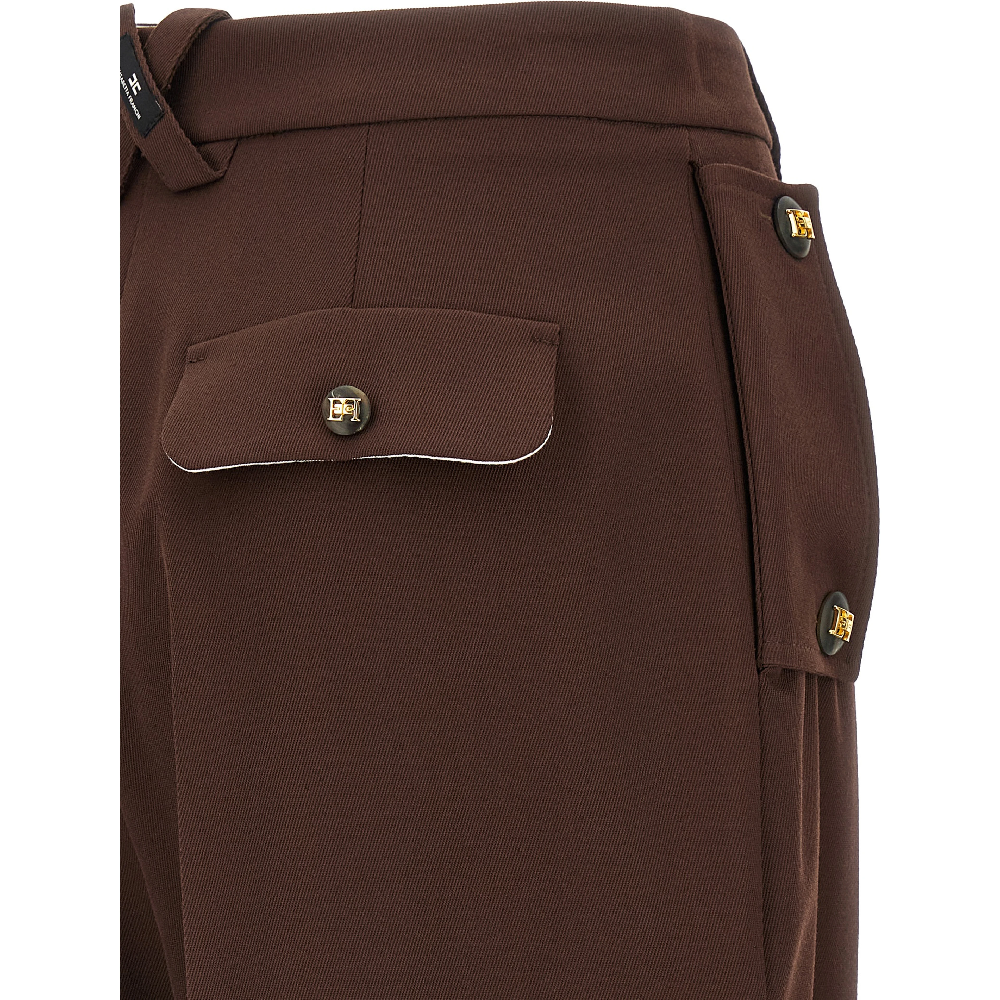 Brown Polyester Casual Pants