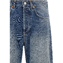 Blue Cotton Straight-Leg Jeans