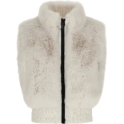 White Polyester Sleeveless Jacket