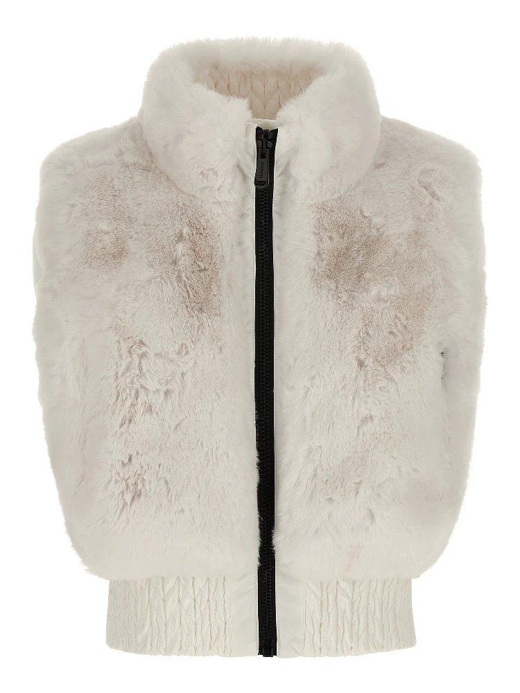 White Polyester Sleeveless Jacket