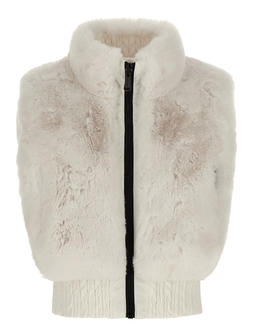 White Polyester Sleeveless Jacket