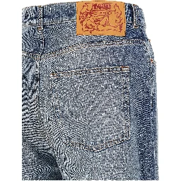 Blue Cotton Straight-Leg Jeans