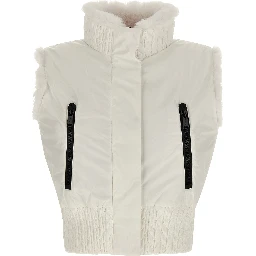 White Polyester Sleeveless Jacket