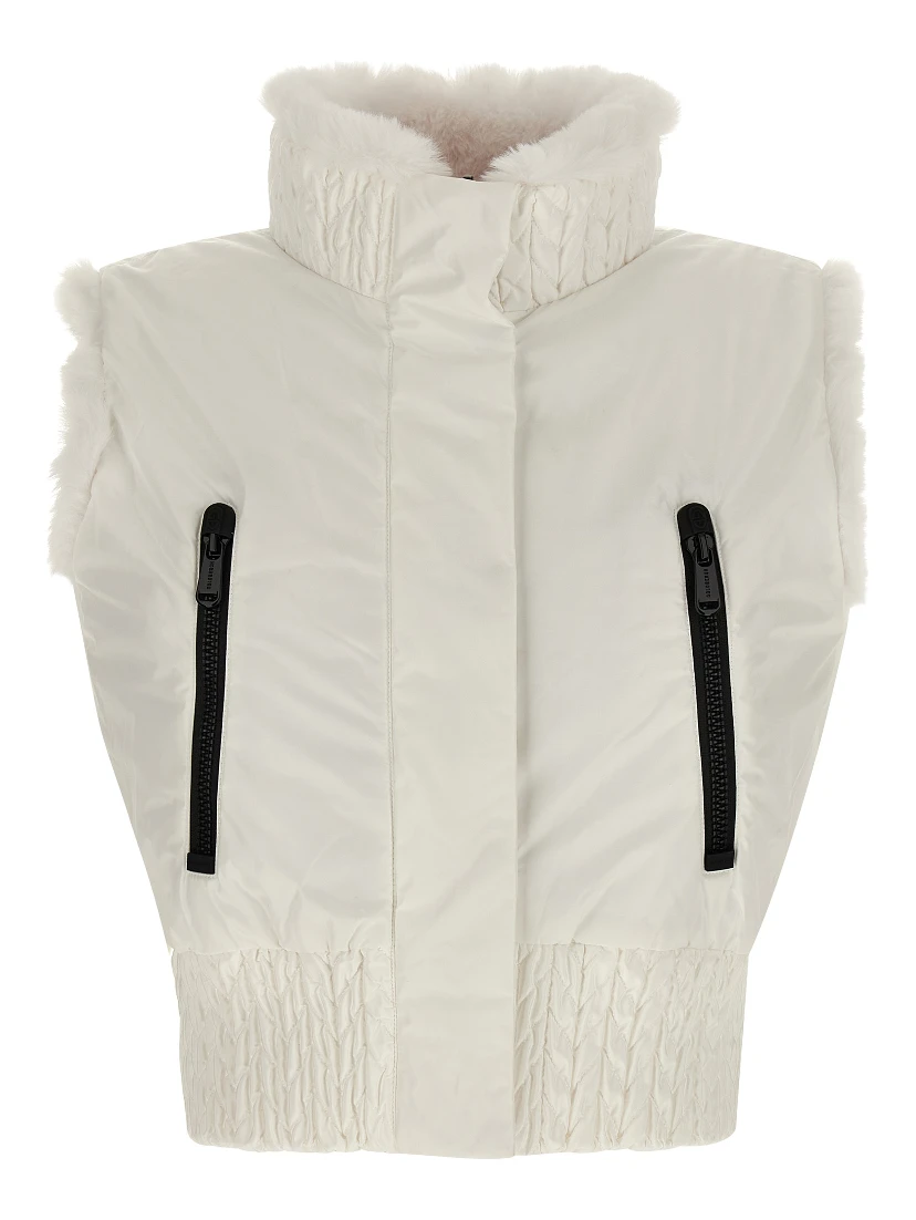 White Polyester Sleeveless Jacket