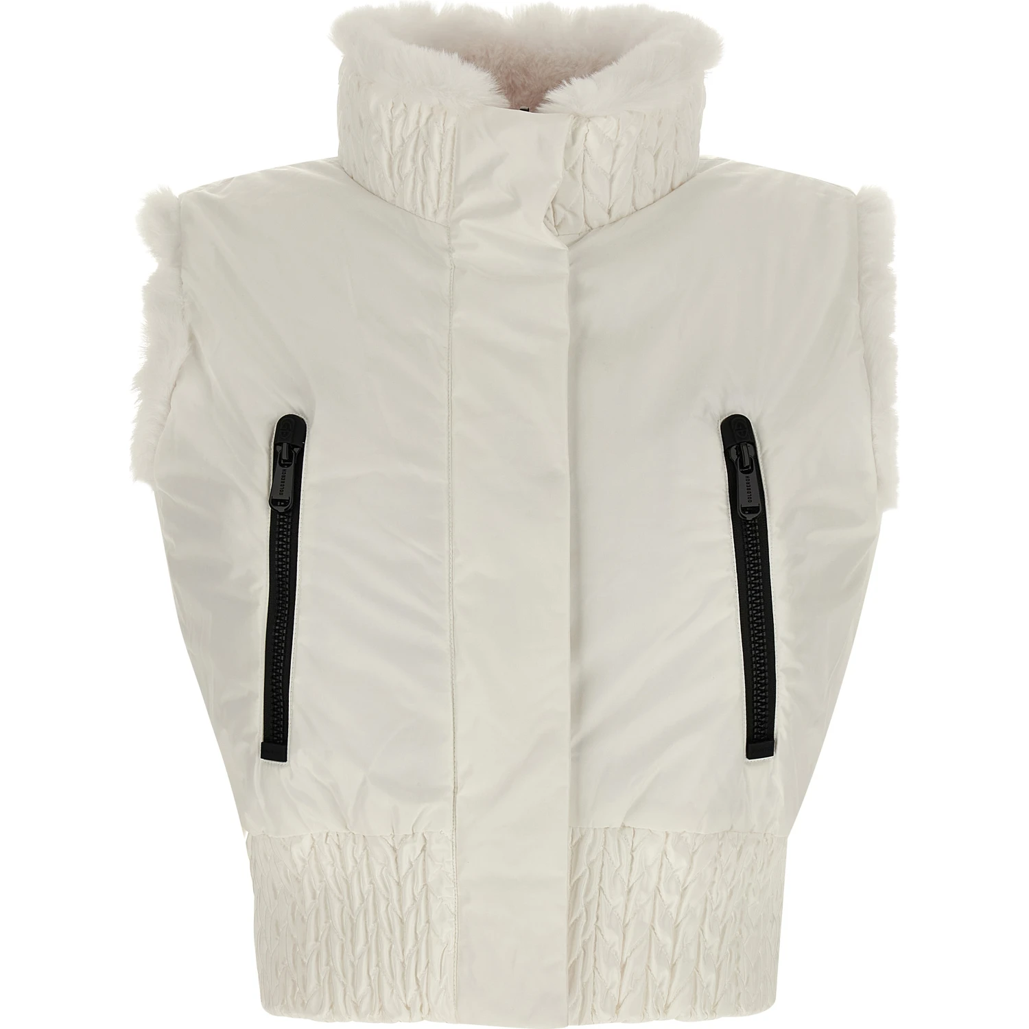 White Polyester Sleeveless Jacket