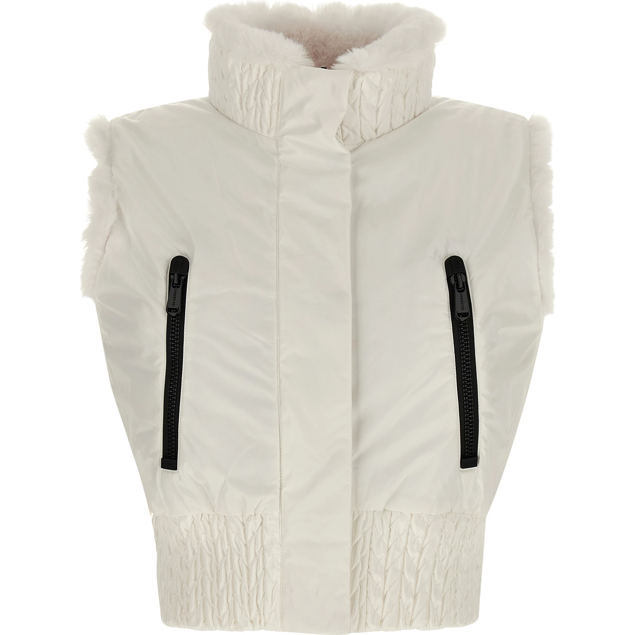 White Polyester Sleeveless Jacket