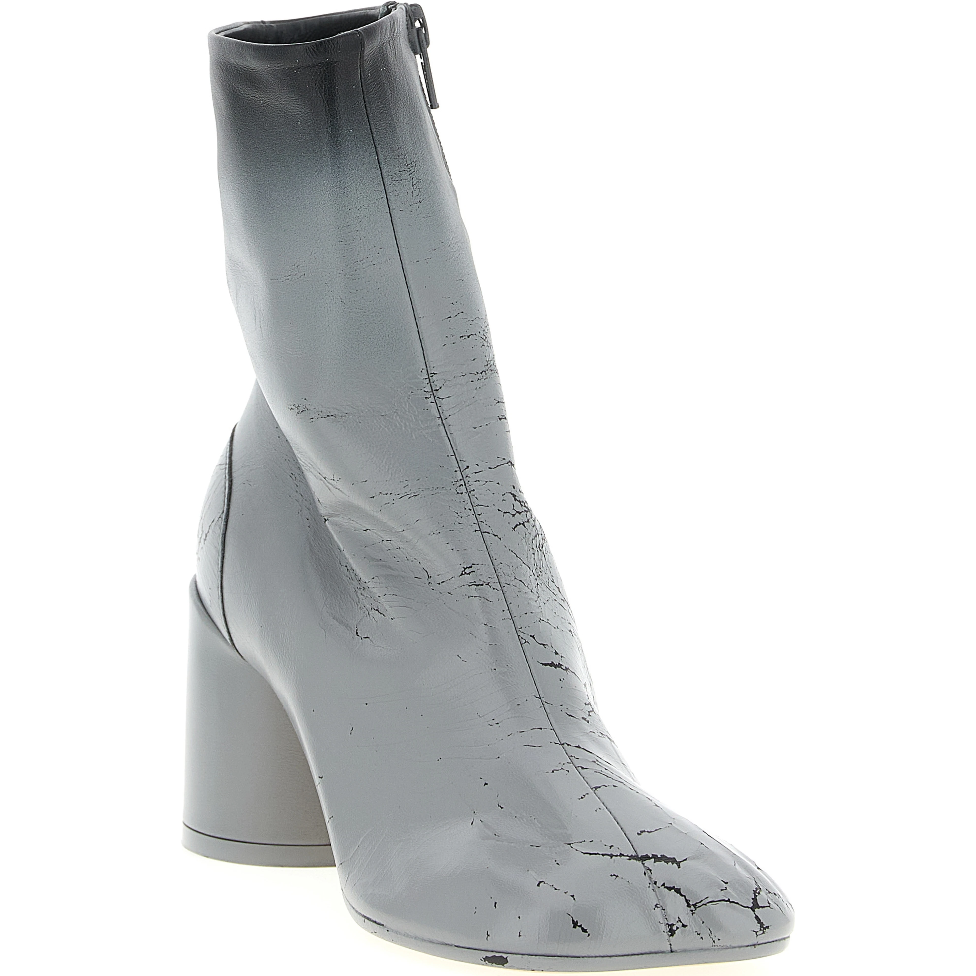 Gray Lambskin Ankle Boots