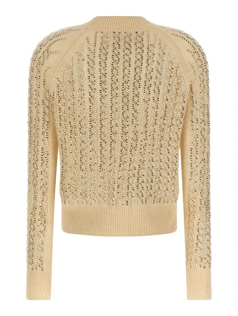 Beige Virgin Wool Cardigan