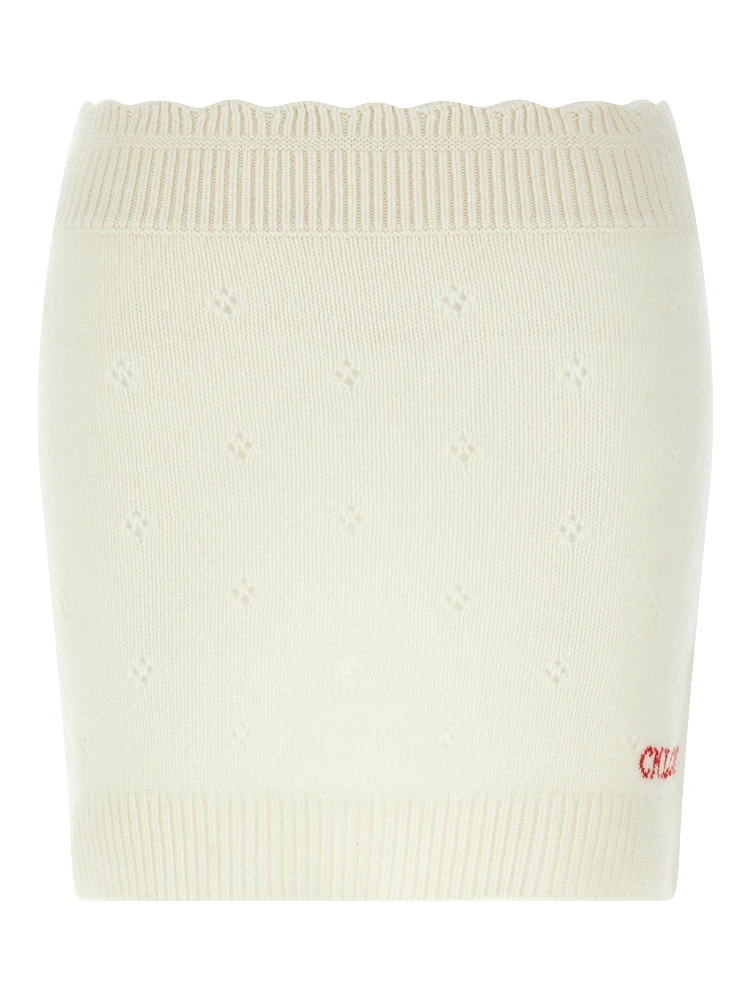 White Wool Long Skirt