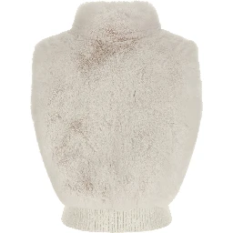 White Polyester Sleeveless Jacket