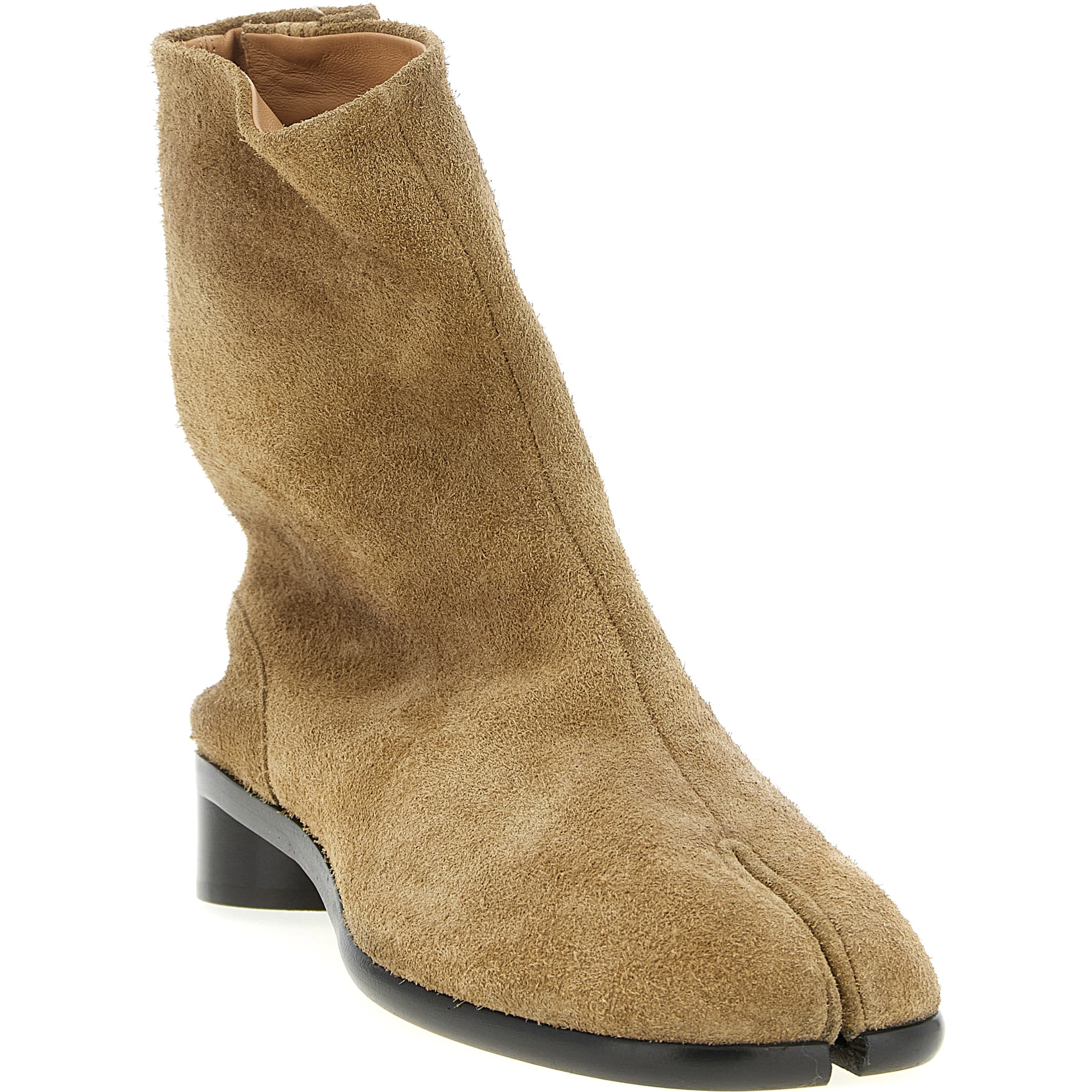 Beige Calfskin Ankle Boots
