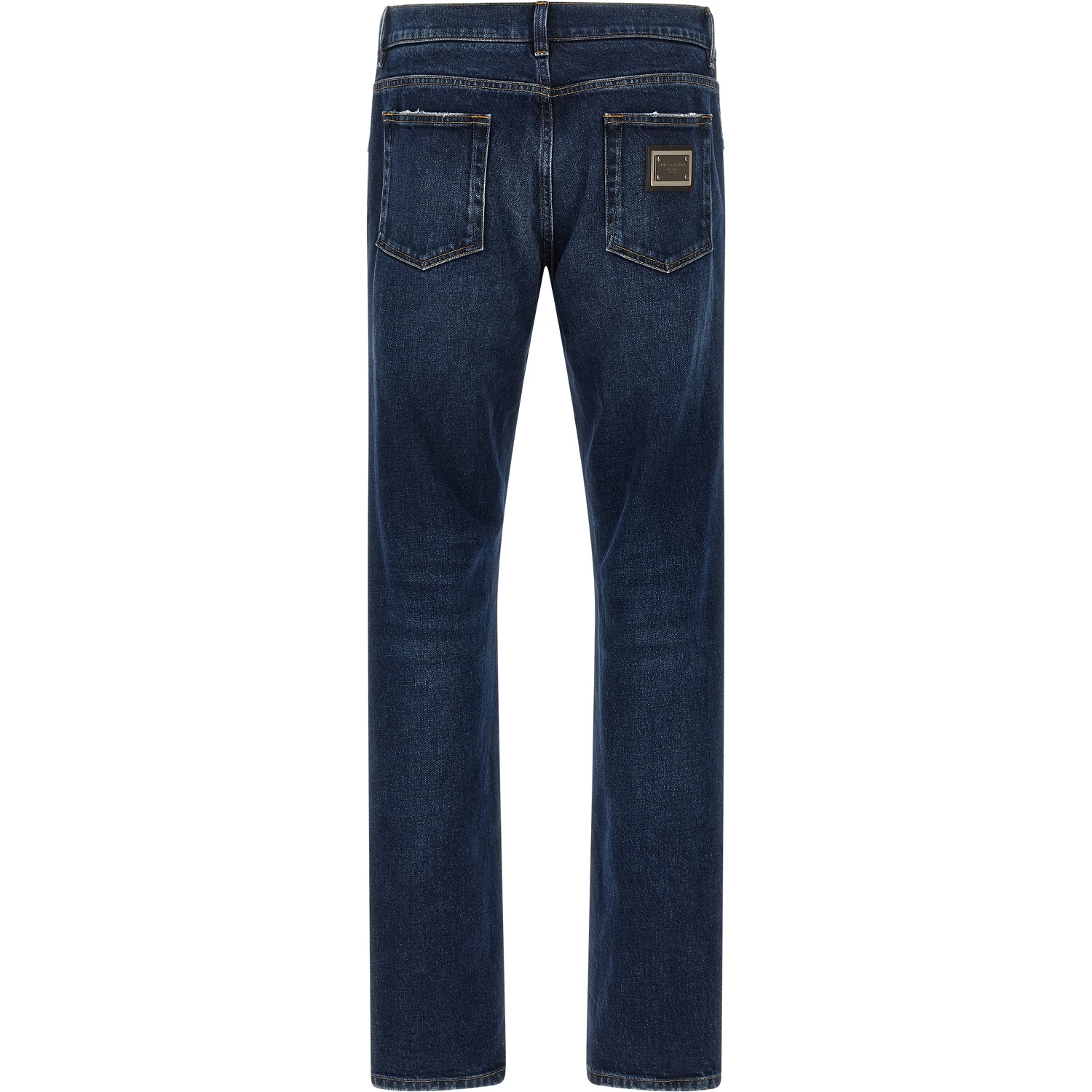 Blue Cotton Straight-Leg Jeans