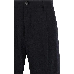 Blue Wool Casual Pants