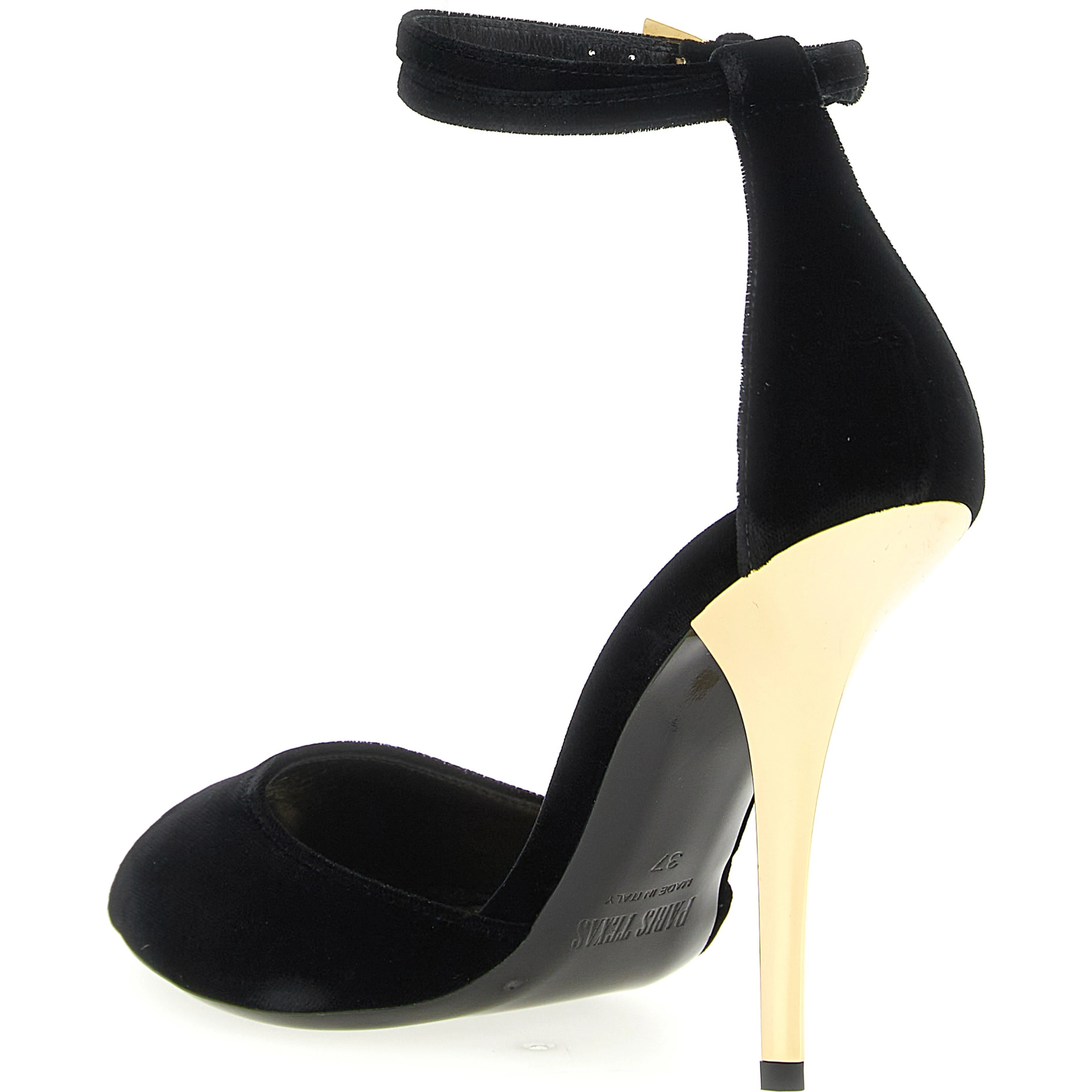 Black Viscose Stiletto Heel Sandals