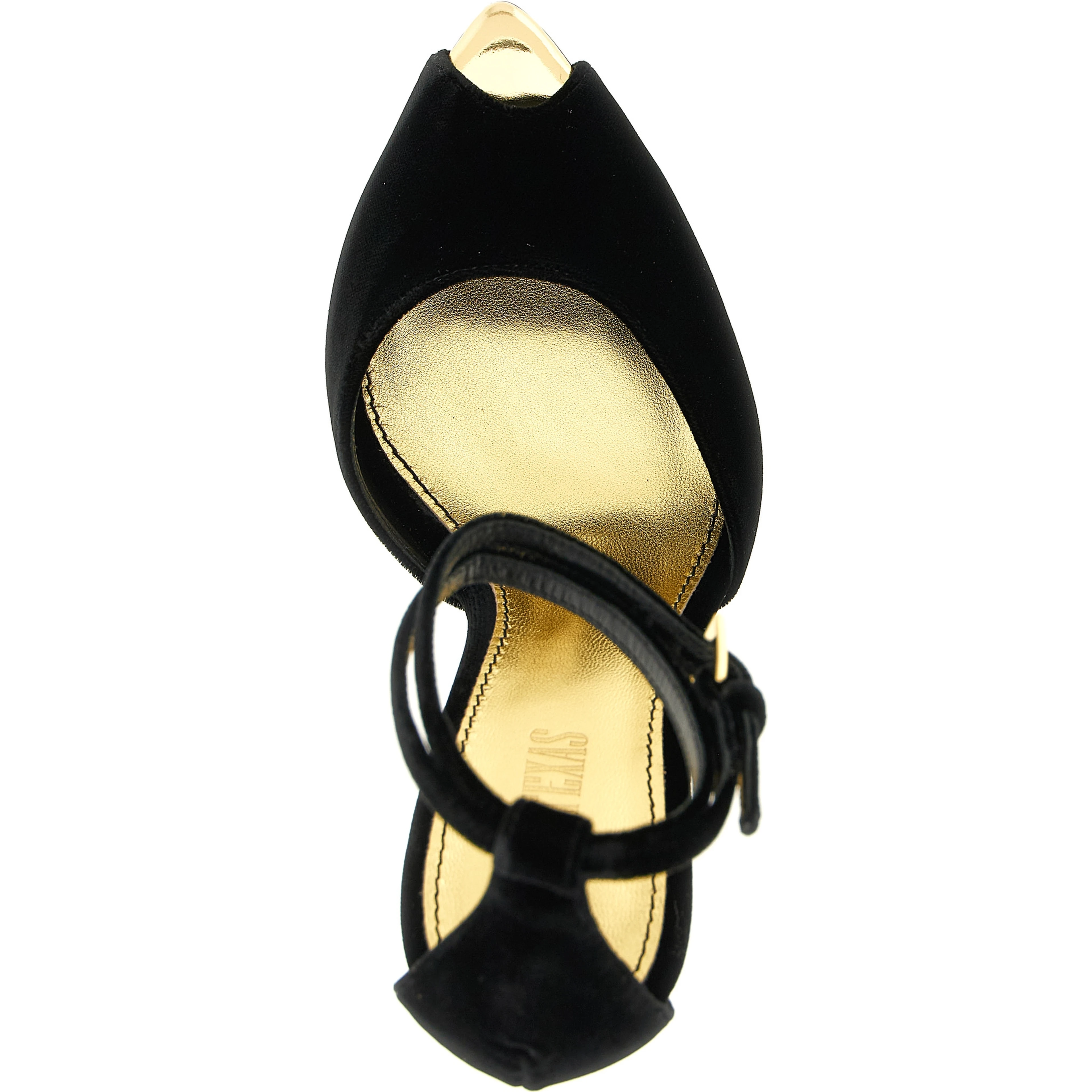 Black Viscose Stiletto Heel Sandals