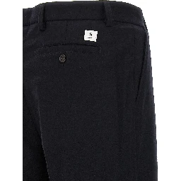 Blue Wool Casual Pants